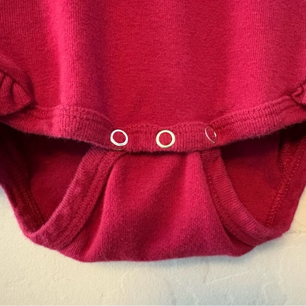 Kate Quinn dark red long sleeve cotton ruffle leg bodysuit one piece 6-12 months